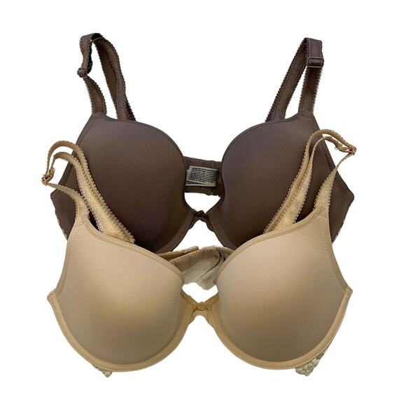 Wacoal Embrace Lace Push Up Bra 858191 Size 34D Lot of 2 Bundle Nude Cappuccino - Picture 1 of 15